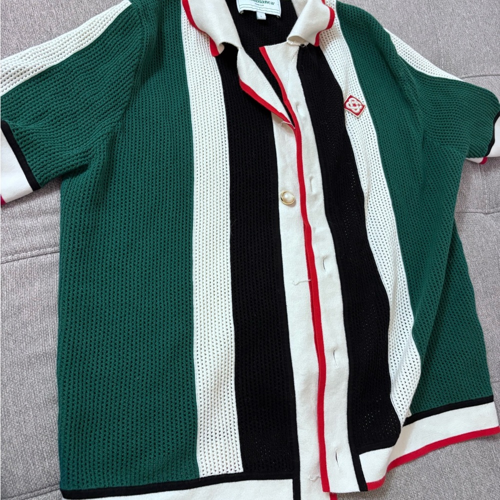 Green and Black Button Down Shirt
